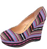 Women's Top Moda River-80 Multi Tribal Wedges Fashion Shoes