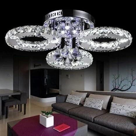 Loco Led Crystal Flush Mount 3 Lights Electroplating Modern
