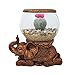 New Good Luck Decorative Gold Antiqued Elephant Glass Fish Bowl Tabletop Aquarium or Terrarium or Candle Holder, New 1 Gallon Size Fish Bowl with River Rocks