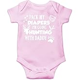 CBTwear Pack My Diapers I’m Going Hunting With Dad - Baby Clothes - Funny Newborn Bodysuit Outfits for Boys and Girls