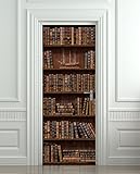 WonderlandWalls Sticker for Door/Wall/Fridge - Antique books shelfs. Peel & Stick Removable Mural, Decole, Skin, Wrap, Decal, Cover, Poster