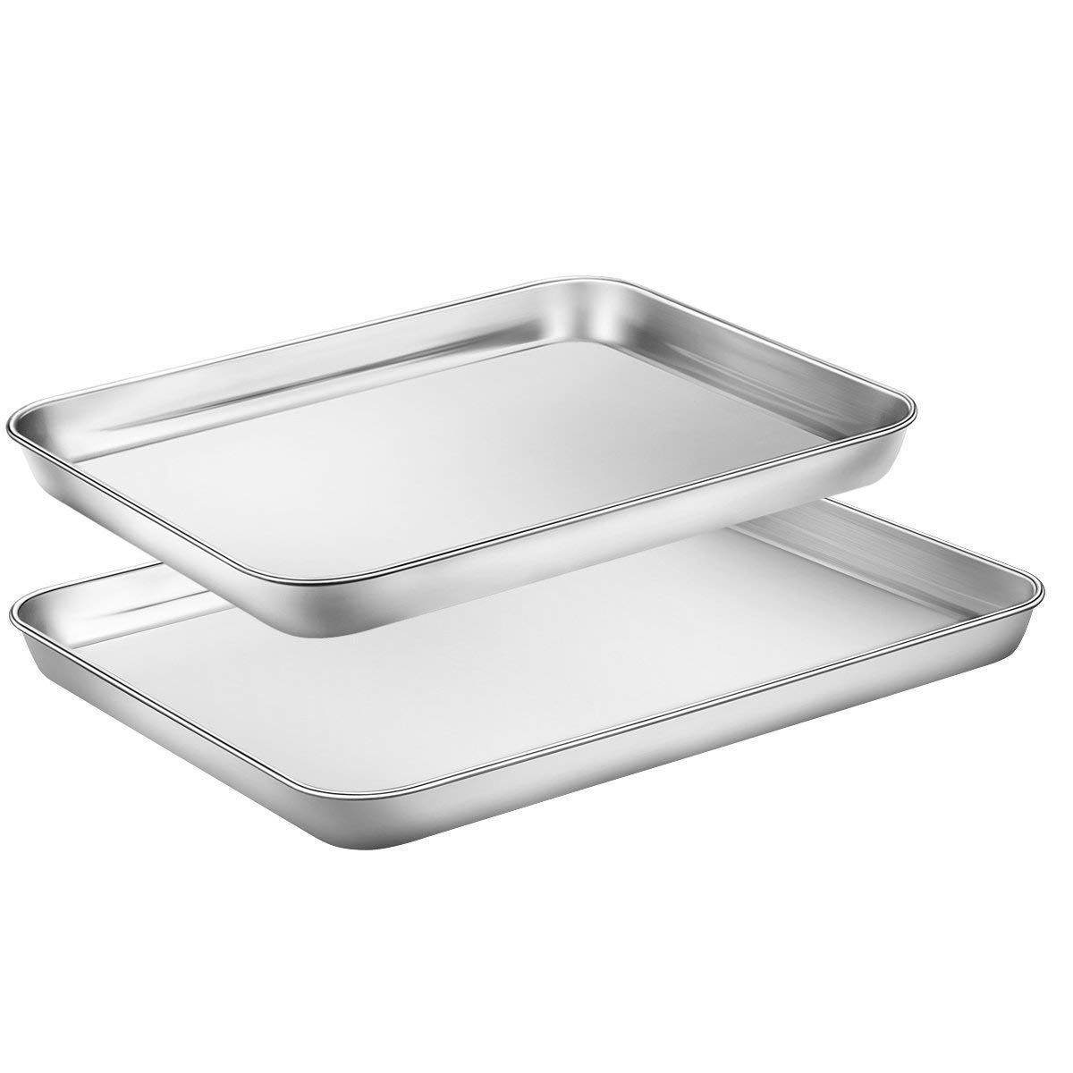 HEAHYSI Mini Stainless Steel Baking Sheets,Small Cookie Sheets, Toaster Oven Tray Pan Rectangle Size By HEAHYSI , Non Toxic & Healthy,Superior Mirror Finish & Easy Clean, Dishwasher Safe