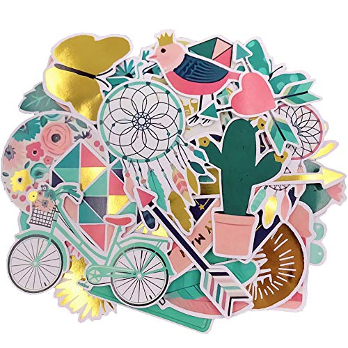 Scrapbook Stickers,33pcs Cardstock Stickers Spring Stickers Floral Stickers Decorative Masking Stickers for Personalize Laptop Scrapbook Daily Planner and Craft - Thumbnail 6