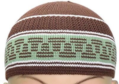 Manal Enterprises New Islamic Kufi Prayer Cap Egyptian Mens Pure Cotton Muslim Hat Topi Namaz Beanies''