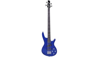 VOLOWOO IB Bass,Electric Bass Guitar Beginner Kit 4 String Exquisite Basswood Bass with Power Line and Wrench Tool for Starter (Blue)