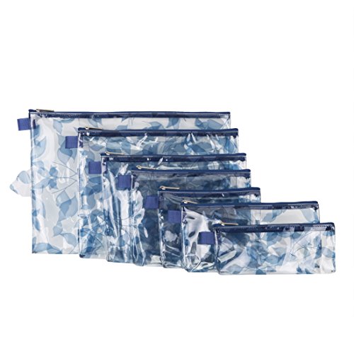 Travelon Set Of 7 Packing Envelopes, Blue Leaves