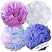Loofah Bath Sponge XL 75g Set of 4 Pastel Colors by À La Paix - Soft Exfoliating Shower Lufa for Silky Skin - Long-Handle Mesh Body Poufs- Women and Men’s Luffas - Soft Texture - Full Cleanse & Lather