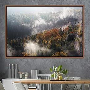signwin Framed Canvas Wall Art Foggy Mountains Aerial...