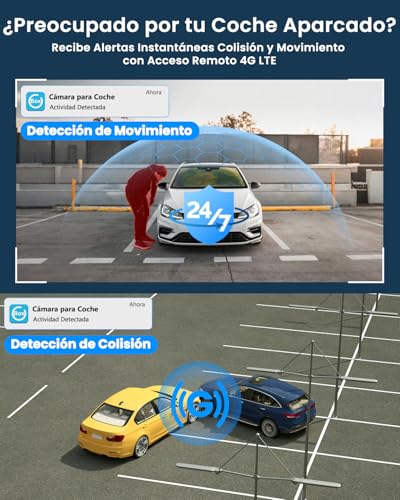 4G LTE Dashcam with SIM, Anti-vandal Car Surveillance Camera with GPS Tracker, 24/7 Parking Mode, AI Motion Alerts, Remote Access & Two-Way Audio, SD/Cloud, Anti-theft for Fleets and Family