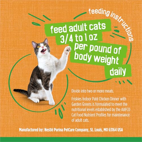 PURINA FRISKIES INDOOR CAT FOOD PATE CHICKEN DINNER WITH GARDEN GREENS – (PACK OF 24) 5.5 OZ. CANS