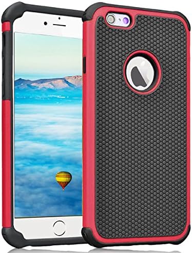 iPhone 6S Plus Case,JAWEKE Hybrid Dual Layer Shock Absorbing Armor Defender Protective Case Cover (Hard Plastic with Soft Silicon) for Apple iPhone 6 Plus/6S Plus(Black/Red)