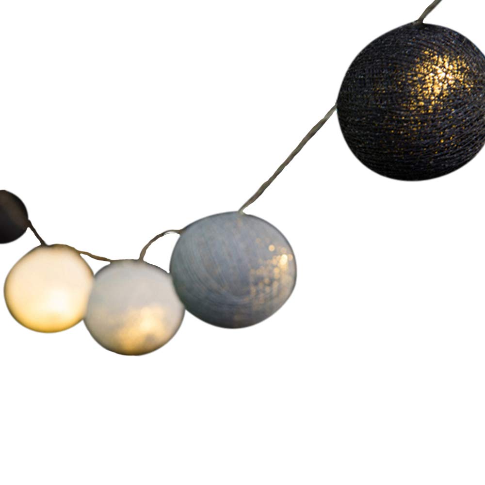 Blaze On Ambient Ball Fairy Lights (Metro Marble) – 20 Warm White LED Lights – Hand–Spun Cotton Balls – USB Powered and Includes UK 3–Pin USB Adapter – Indoor Decorative String Lights