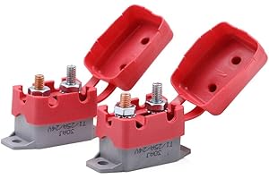 Gloaso 12V 24V Auto Reset Circuit Breaker 25A for Car Trucks Solar Boat RV Battery Chargers and More, DC Trolling Motor Resettable Breakers 25 Amp 12 Volt- 28V with Cover Stud Bolt, 2 Pack