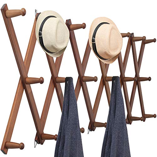 WEBI Accordion Wall Hanger,Expandable Wooden Coat Rack Wall Mounted