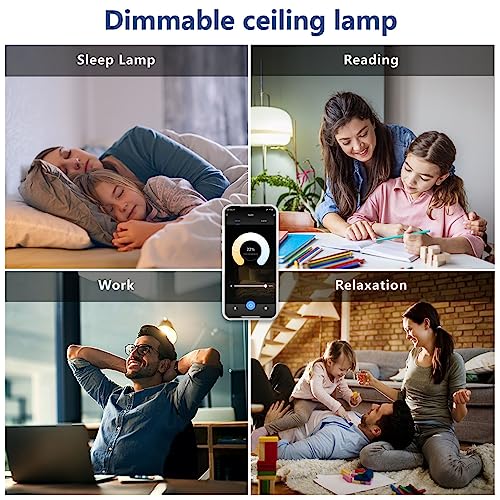54 W LED Ceiling Light Dimmable with Remote Control 3000 K - 6500 K Ultra Thin Diameter 50 x 4 cm Flat Round Ceiling Light Compatible with Alexa Google Home WiFi Lamp for Living Room Bedroom