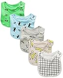 Rosie Pope Baby Newborn Boy's 5 Pack Tucan and Banana Themed Bibs, Petite Four/Aurora/Crystal Gray, One Size