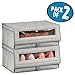 mDesign Fabric Storage Box for Shoes, Boots, Pumps, Sandals, Flats with a Clear Window and Hinged Lid for Closet Storage – Pack of 2, Large, Gray