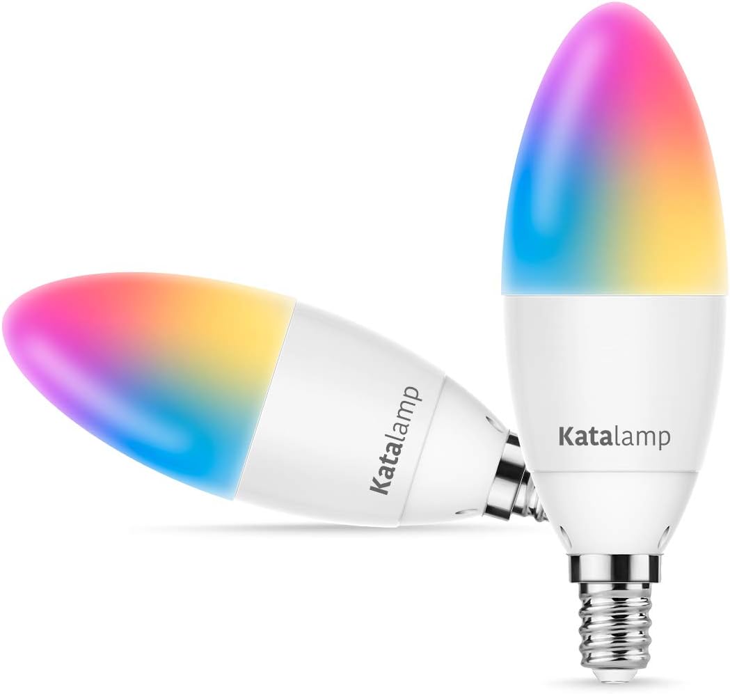 Smart Light Bulb, Candelabra LED Bulb, Chandelier Light Bulbs, Smart Bulb, Dimmable from APP, 40W Equivalent WiFi Bulbs Compatible with Alexa and Google Home, Great for Ceiling Fan 6000K (2-Pack)