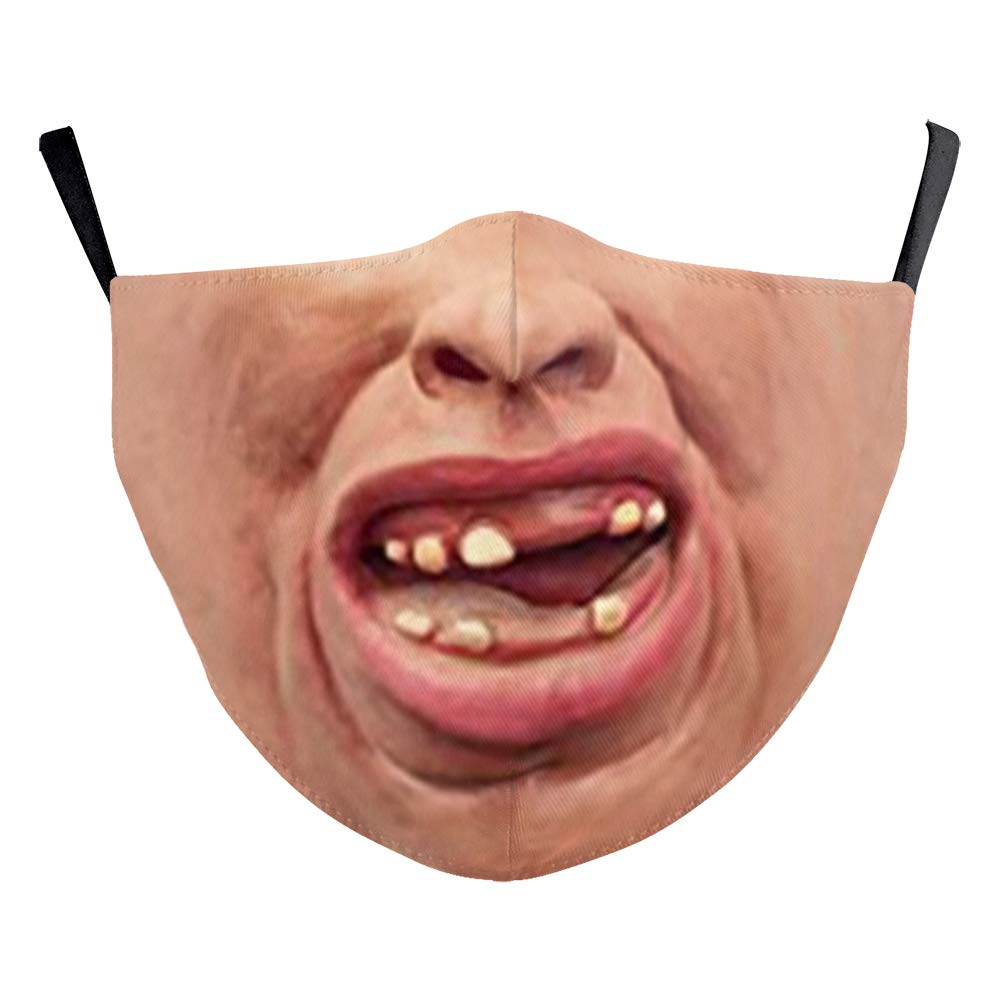 eBoutik –Face Masks with Filter Slot – Male Man Funny Face Design - Reusable Breathable Washable at 60 Degrees Face Coverings (Toothless)