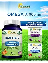 Omega 7 Ácido graso purificado – 200 cápsulas – Aceite de espinilla de mar natural, suplemento de vitamina XL, sin quemaduras de peces, ácido palmitólico Omega-7, compara con Omega 3 6 9 para resultados completos de pérdida de peso.