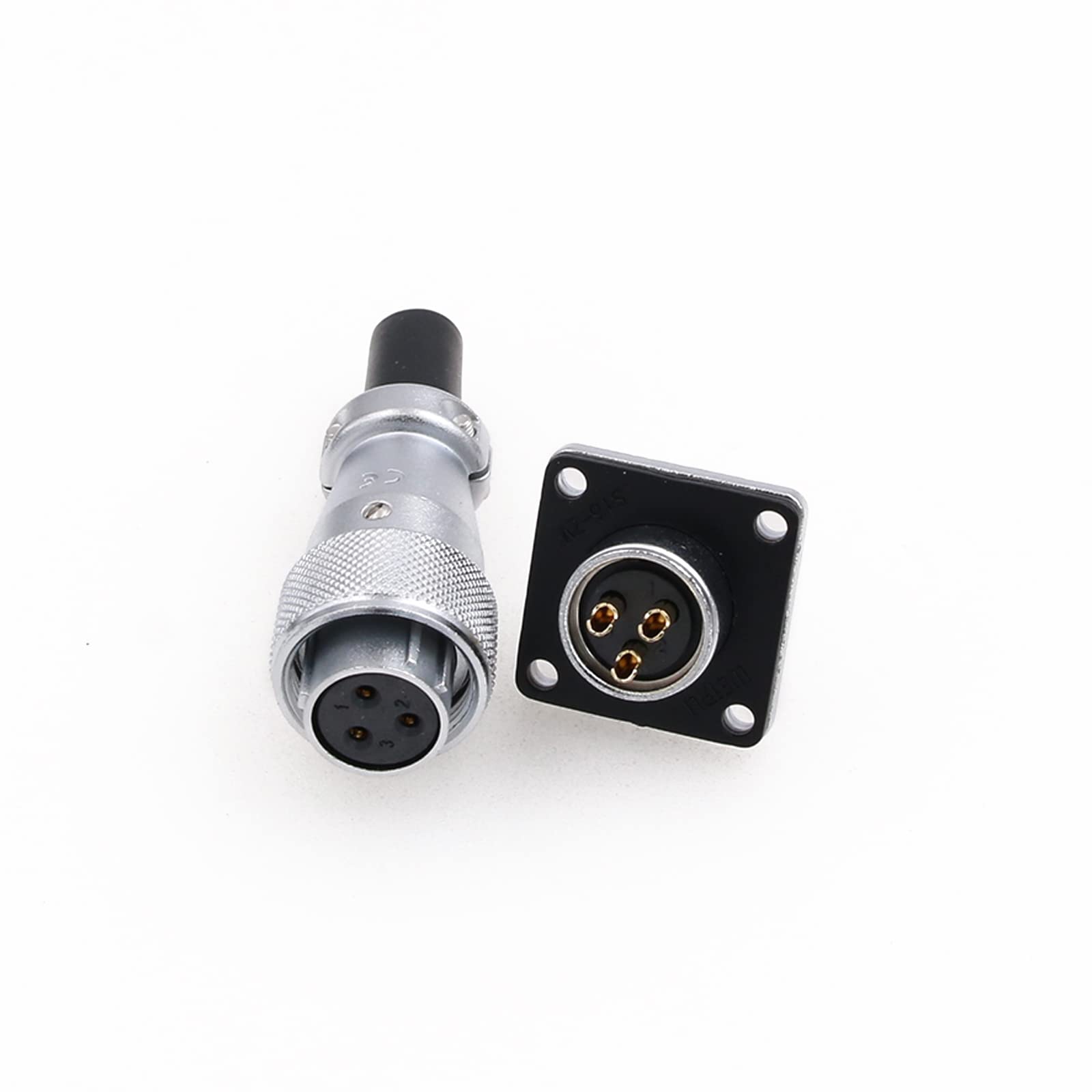 Eonvic WS16 3Pin Waterproof IP67 Metal Male Plug and Female Square Socket Panel Mount Signal Automotive Electrical Aviation Cable Connector (3Pin)