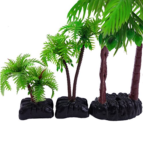 M2cbridge 9pcs Plastic Coconut Tree Aquarium Plants Ornament Mini Resin Artificial Palm Tree - Thumbnail 6