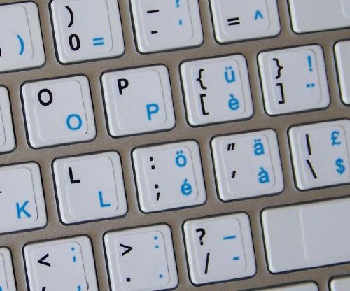 MAC ENGLISH-SWISS FRENCH KEYBOARD STICKER ON WHITE BACKGROUND FOR DESKTOP, LAPTOP AND NOTEBOOK