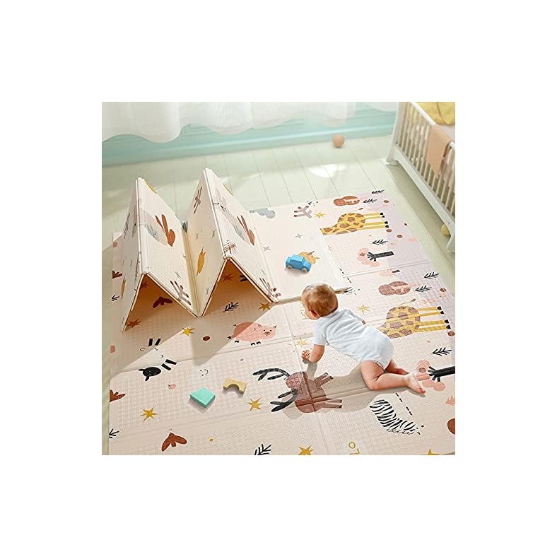 beiens Baby Play Mat, Portable Folding Extra Large Baby Crawling Mat, Waterproof Non Toxic Anti-Slip Soft Foam…