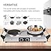 Duxtop Hot Plates Double Cast-Iron Burner Portable Electric Stove Cooktop with Adjustable Temperature Control, 1800W, Metal Housing, Indicator Light (Double)