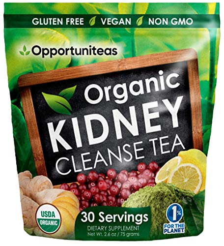 Organic Kidney Cleanse Tea - 4 Superfoods to Mix in Smoothie or Drink - Matcha Green Tea, Cranberry, Lemon, Ginger - Detox Health Supplement Powder - Vegan & Non GMO - 30 Servings (Best Juice For Kidney Health)