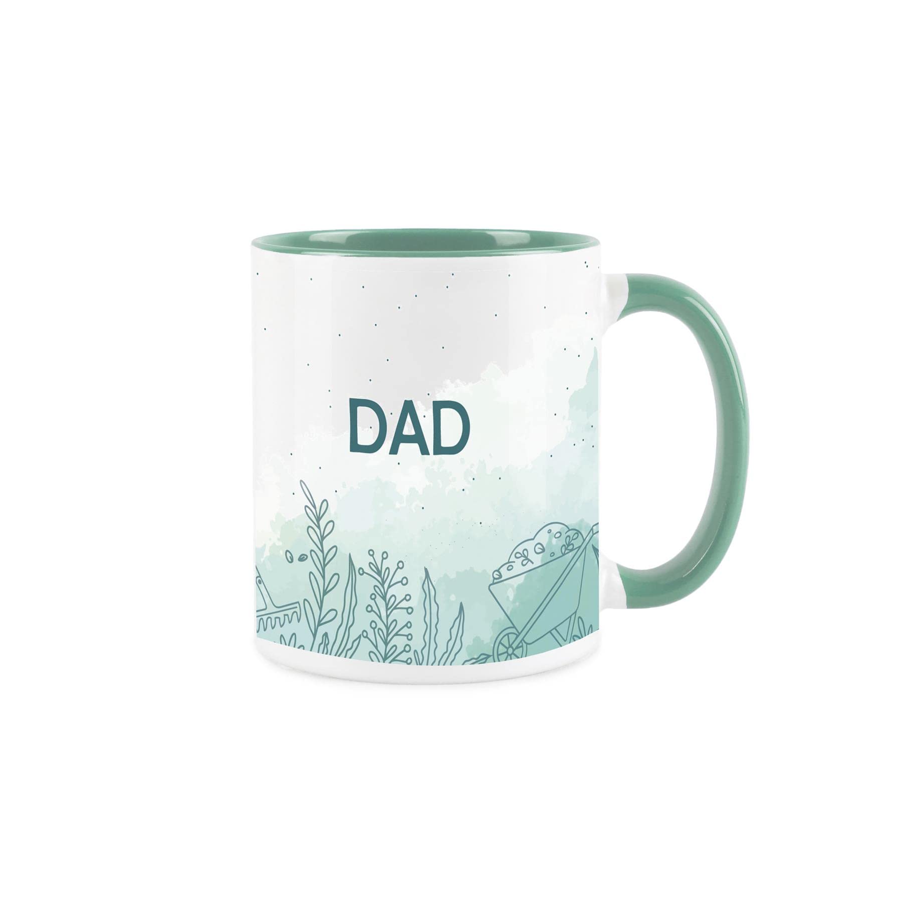 Dad Gift Mug - White and Turquoise Green Garden Meadow Coffee/Tea Present Mug