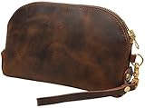 Iblue Women Leather Phone Wristlet Clutch Wallet Zipper Purse #911 (brown)