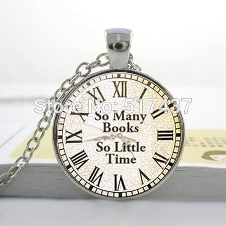Pretty Lee Picture Necklacesteampunk Clock Books Bookworm Gift 'So Many Books So Little Time' Book Necklace Vintage Clock Pendant