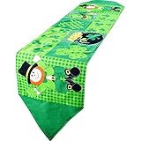 Jovitec Saint Patrick's Day Clover Table Runner Green Shamrock Table Runner for Saint Patrick's Day and Springs, 1 Pack (180 x 34.5 cm, Saint Patrick's Day)
