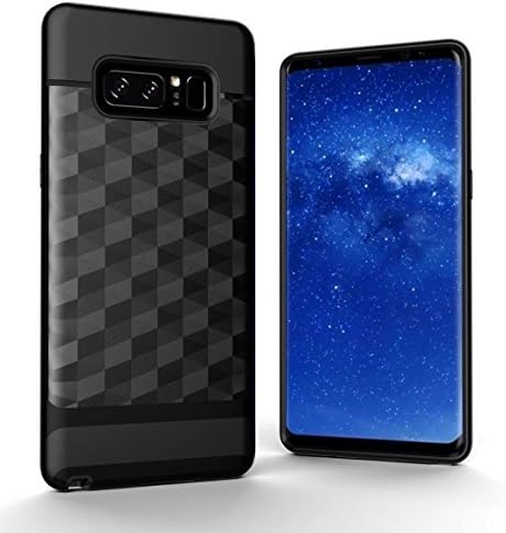 Galaxy Note 8 Case, Matte brushed Parallax Slim Protective Dual Layer brushed Textured Cover Geometric Design for Samsung Galaxy Note 8 (2017) (black)