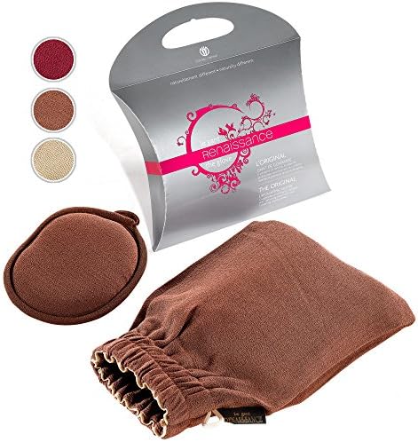 Renaissance Exfoliating Glove by Daniele Henkel. Bath Mitt for Face and Body Skin Exfoliation, Cellulite Reduction, Acne Treatment Support and More (Chocolate)