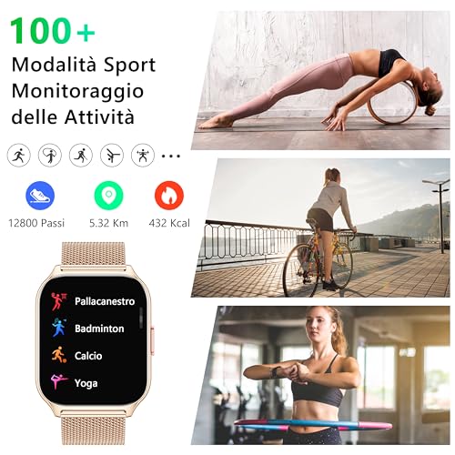 ZOSKVEE Men's Women's Smartwatch, Make / Answer Calls, 2.0 Inches Fitness Watch, 100+ Sport Modes, SpO2 Monitoring/Sleep/Blood Pressure/Heart Rate, Compatible iOS/Android