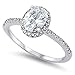 CHOOSE YOUR COLOR Sterling Silver Oval Halo Ring