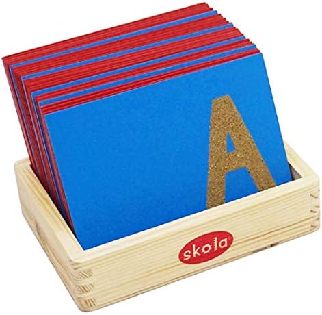 Skola Toys - Sandpaper Letters Tracing Upper Case Capital Alphabets - Wooden Educational Language Learning Toy for 2 to 4 Year Old