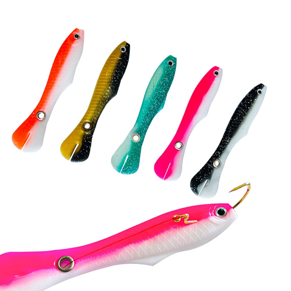 Senvenelec 5 Pcs Soft Lures, Bionic Fishing Lures Soft Plastic Lures Bionic Silicone Lures Artificial Sea Fishing Lures
