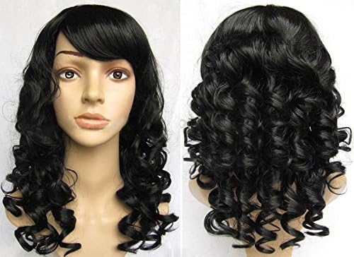 Wigsforyou Long Curly Black Wig Full Head Synthetic Heat Resistant Hair Wigs for Black Women