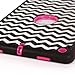 E LV iPad Air Deluxe Printed Hard Soft Hybrid Armor Combo Case with 1 Screen Protector, 1 Stylus and 1 E LV Microfiber Digital Cleaner - Zig Zag Hot Pink