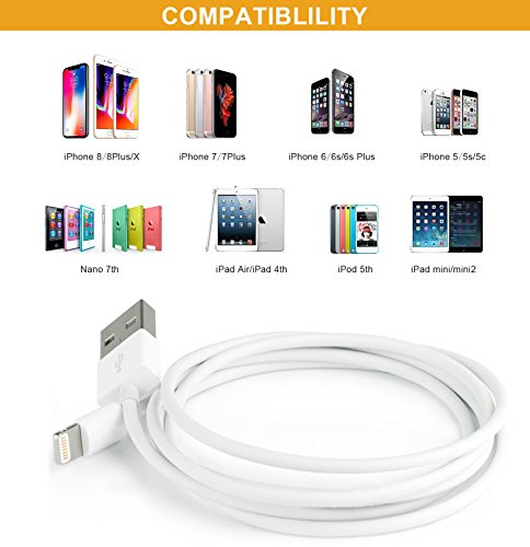iPhone Charger, BUDGET & GOOD 8 Pin Lightning to USB Cable Cord 3 Pack 3FT iPhone Charging Cable for iPhone X 8 8 Plus 7 7 Plus 6 6S 6 Plus 5S SE iPod iPad Mini Air Pro (White)