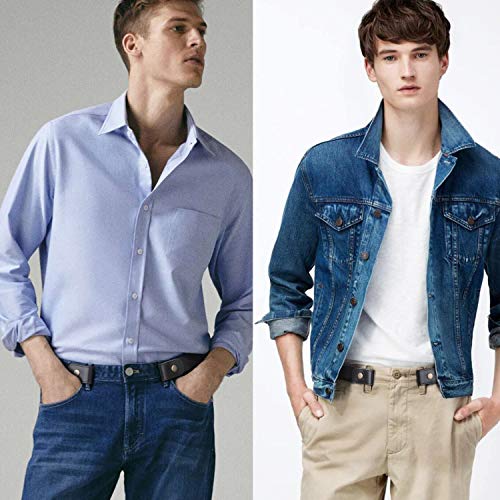 WERFORU WERFORU 4 Pack No Buckle Show Belt for Men Buckle Free Stretch Belt for Jeans Pants 1.38 Inches Wide (A-Black+Coffee+Blue+Gray, Suit for Pants Size 30\