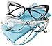 SOOLALA Womens Oversized Fashion Cat Eye Eyeglasses Frame Large Reading Glasses (2 Pairs/Black and Yellow Glass, 2.75)