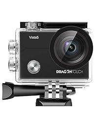 Dragon Touch Native 4K Cámara de acción Vista 5 WiFi 100 pies Cámara deportiva a prueba de agua con pantalla táctil Control remoto 2 Baterías y accesorios Kit de montaje