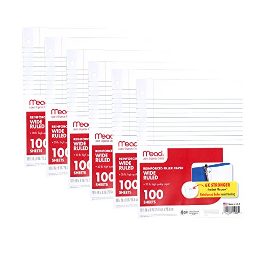 Buy Mead Filler Paper, Loose Leaf Paper, Wide Ruled Paper, 100 Sheets