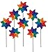 In the Breeze Pinwheel Spinner on Fiberglass Pole, Rainbow Poly Petal Pinwheel Spinners, 8-Inches, 8 Piece, 2864