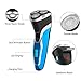 MAX-T 3D Rechargeable 100% Waterproof IPX7 Electric Shaver,Wet & Dry Rotary Shavers for Men Adapter Charger Mens Electric Razors with Pop-up Trimmer, Blue