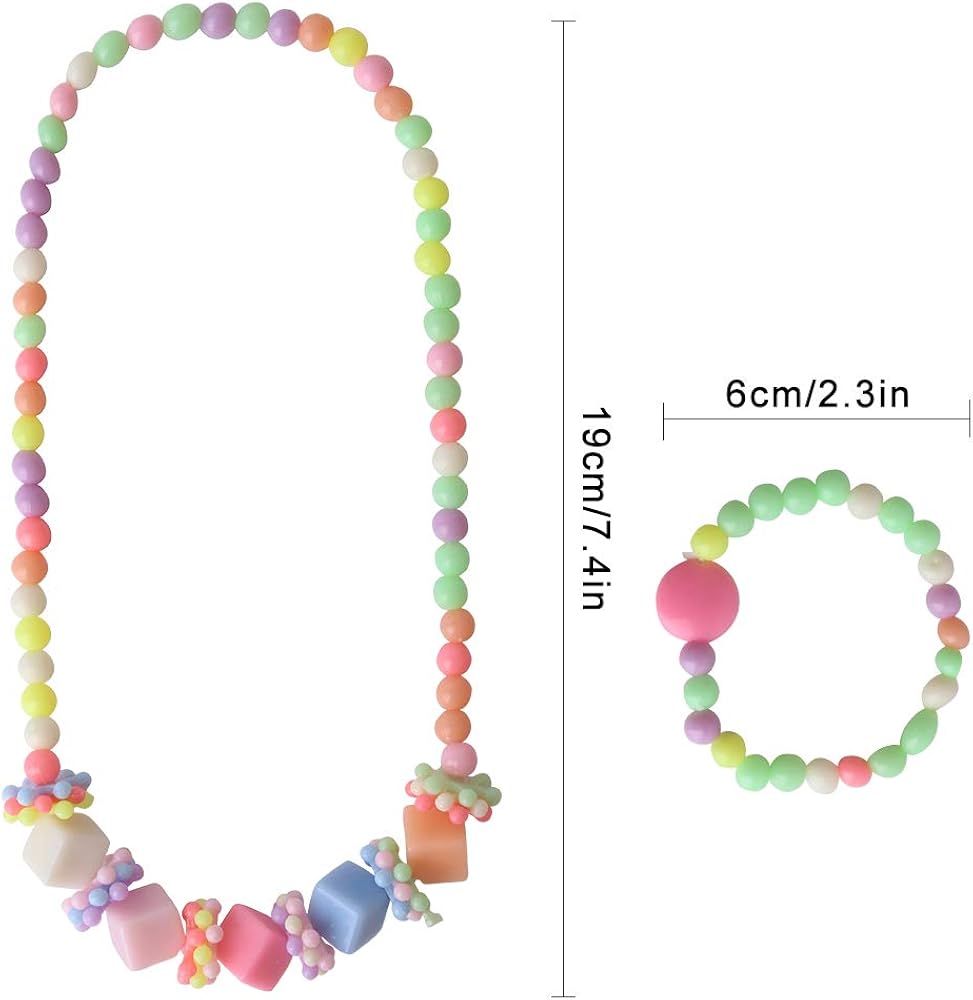 ONESING 22 Pcs Toddler Costume Jewelry Gift Princess Necklace Bracelet Set Girls Play Jewelry Kit Necklace Bracelet for Kids Play Dress Up: Clothing